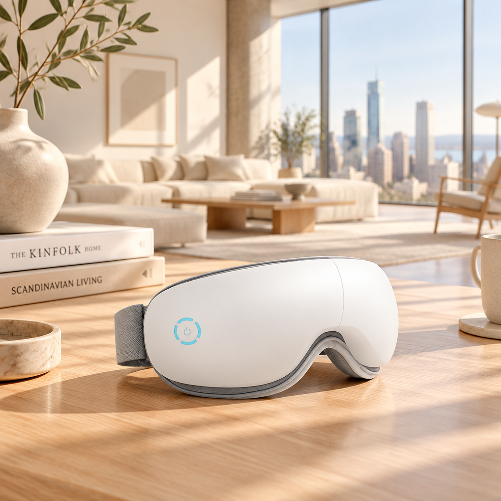Masajeador Ocular Plegable con Bluetooth — Vibración y Terapia de Calor