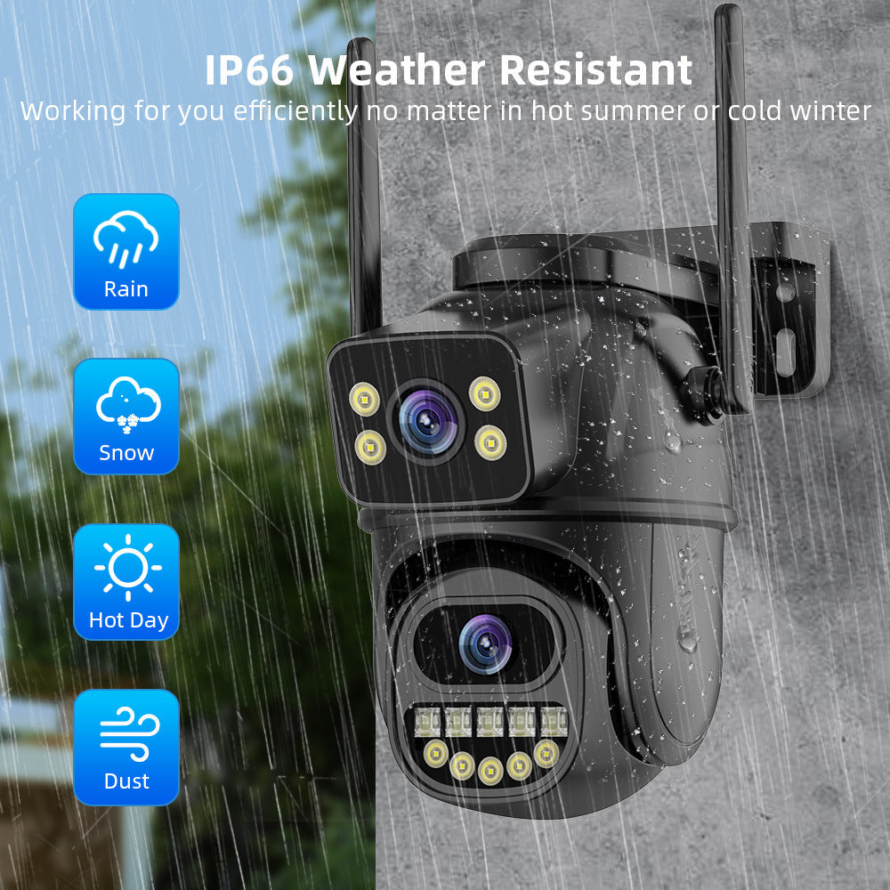 Cámara WiFi 360° con Doble Pantalla — Visión Nocturna y Resistente al Agua