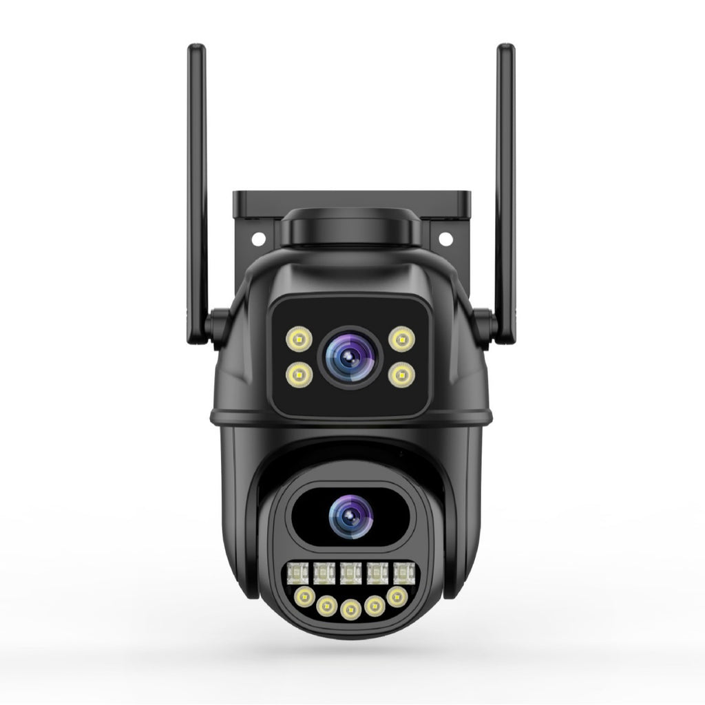 Cámara WiFi 360° con Doble Pantalla — Visión Nocturna y Resistente al Agua