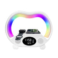 Altavoz despertador con carga inalámbrica y luz nocturna RGB, cargador para teléfono y reloj, estación de carga rápida para mesita de noche